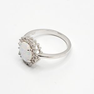 Oval White Lab Opal Ring